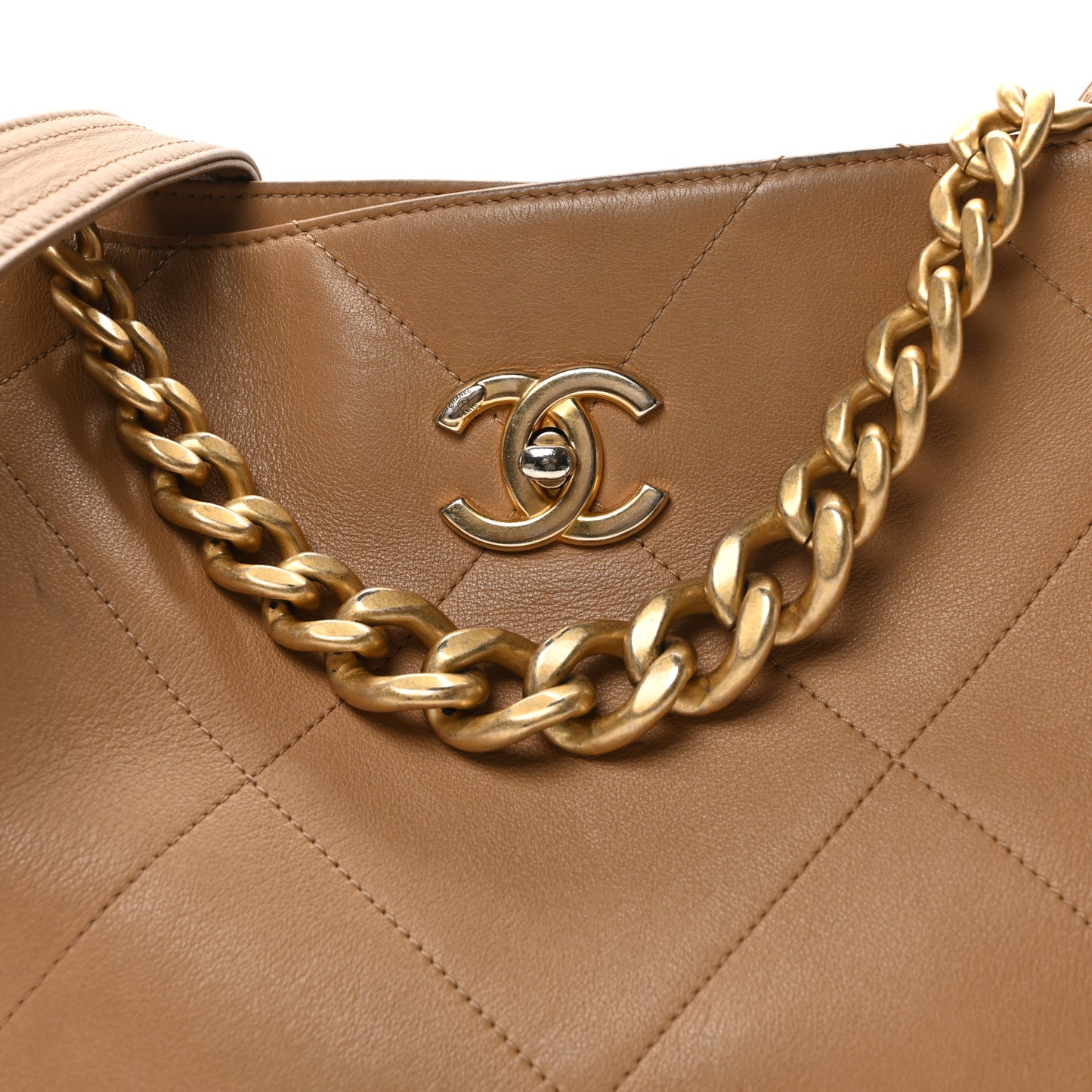 Calfskin Stitched Easy Mood Hobo Beige