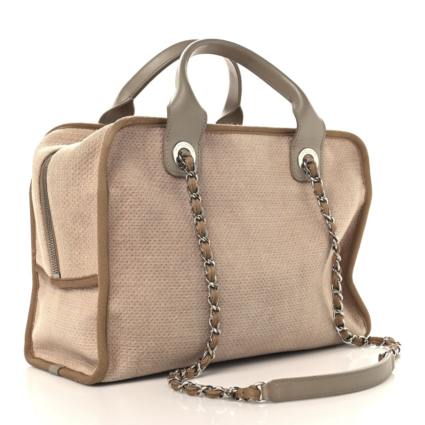 Canvas Deauville Bowling Bag Ecru