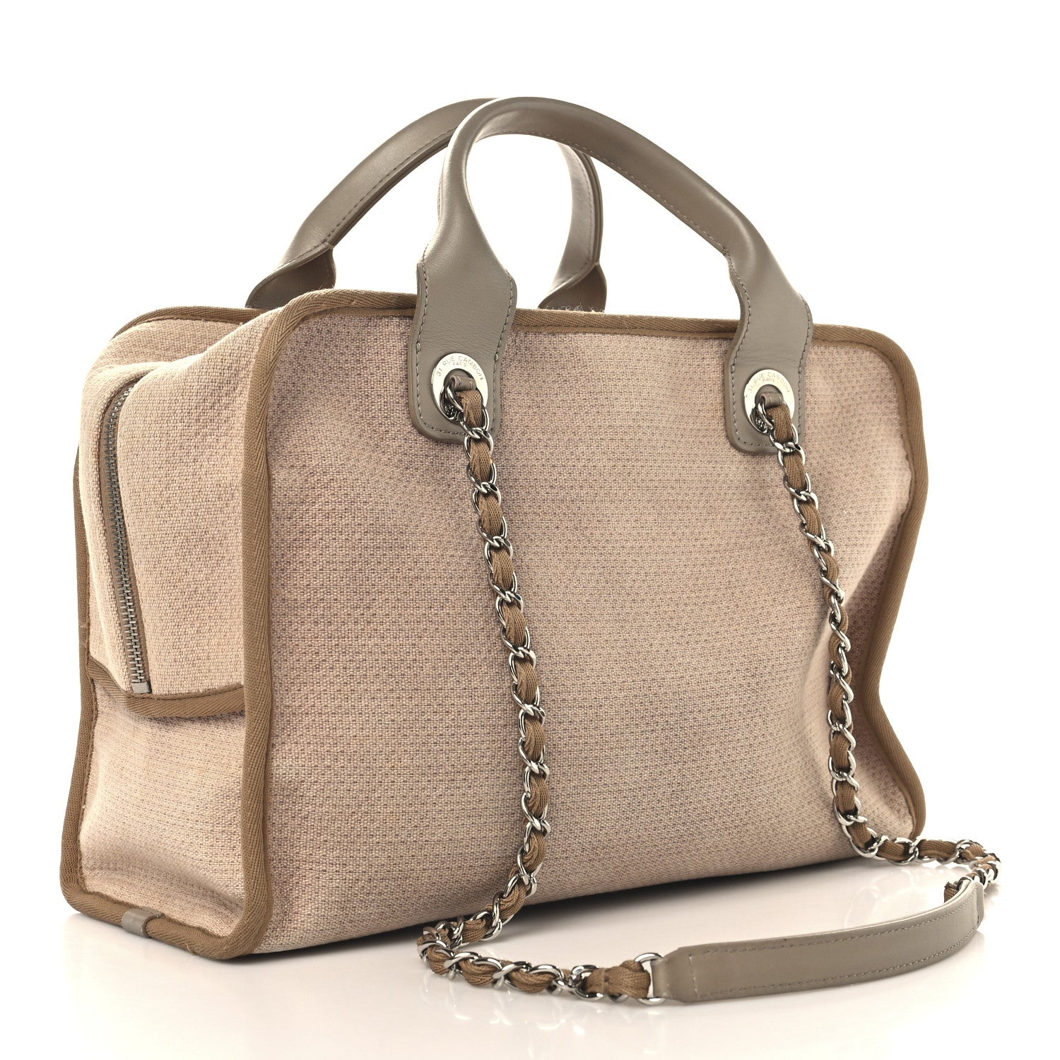 Chanel Canvas Deauville Bowling Bag Ecru 3 of 10