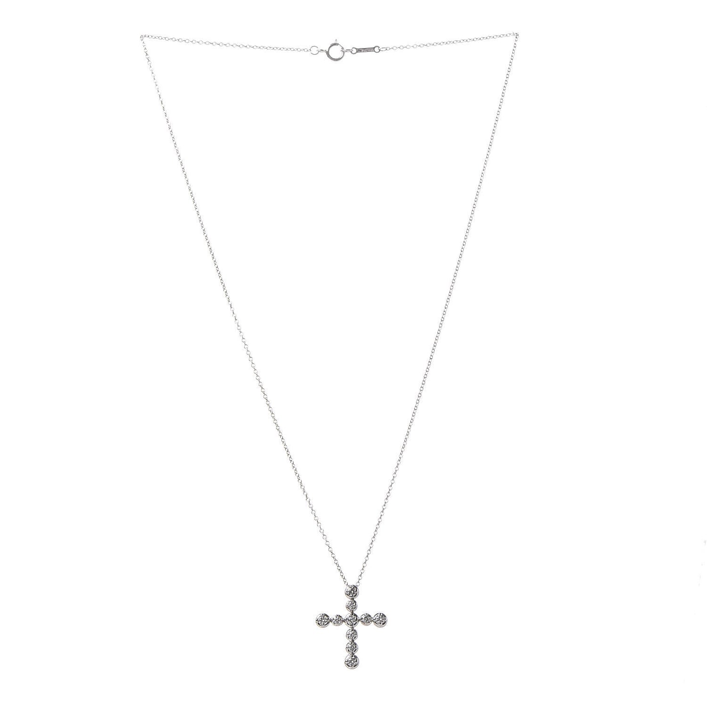 18K White Gold Diamond Paloma Picasso Tenderness Cross Pendant Necklace