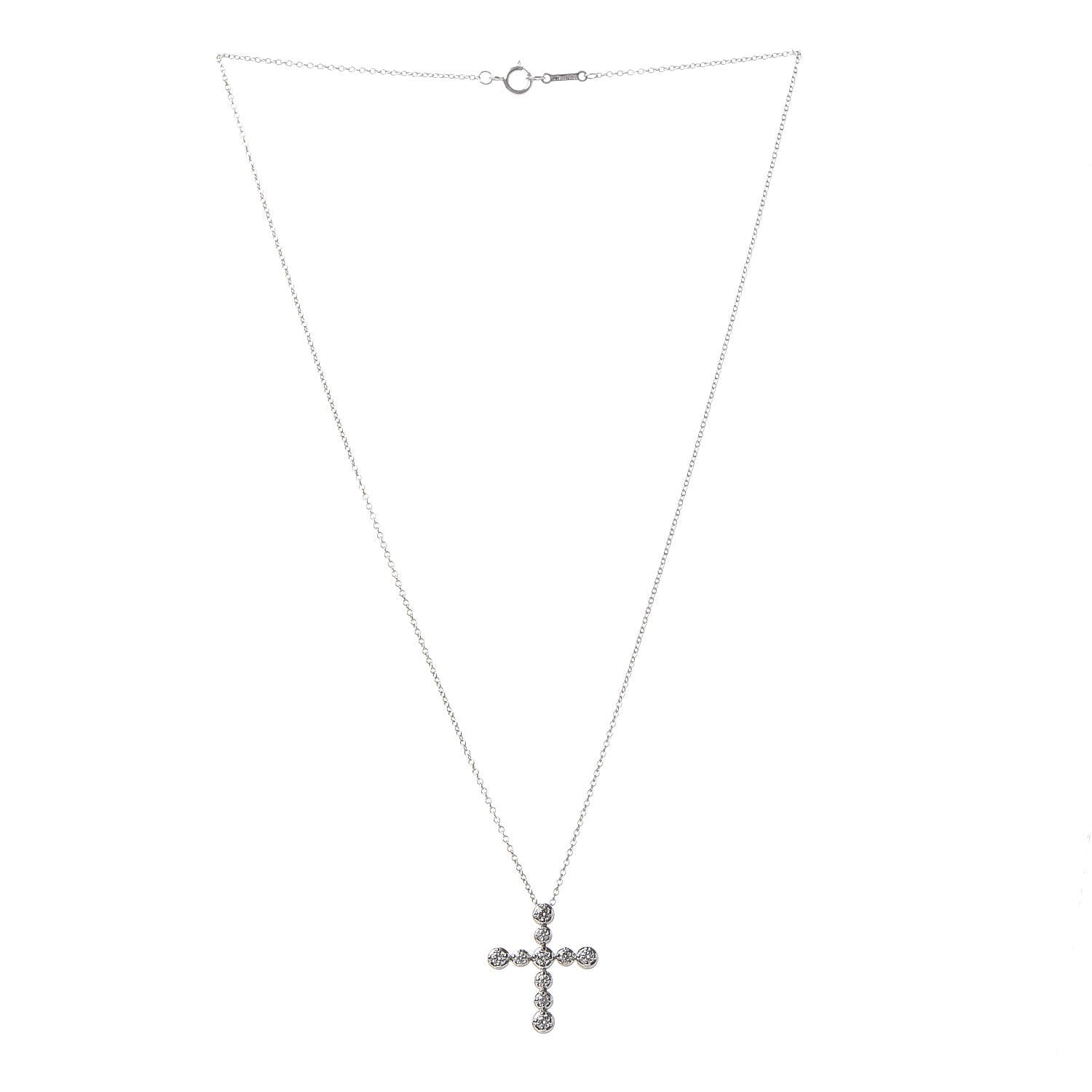 Tiffany 18K White Gold Diamond Paloma Picasso Tenderness Cross Pendant Necklace 3 of 6