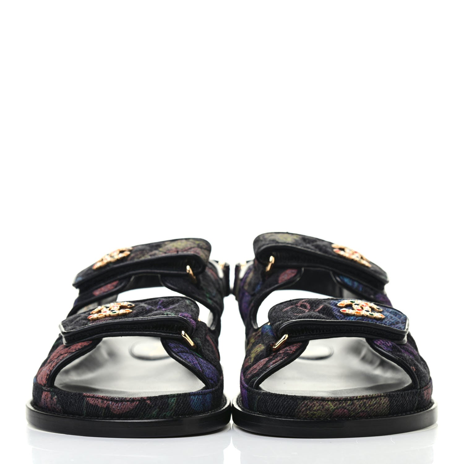 Chanel Denim Quilted Dad Sandals 36.5 Black Multicolor 2 of 5