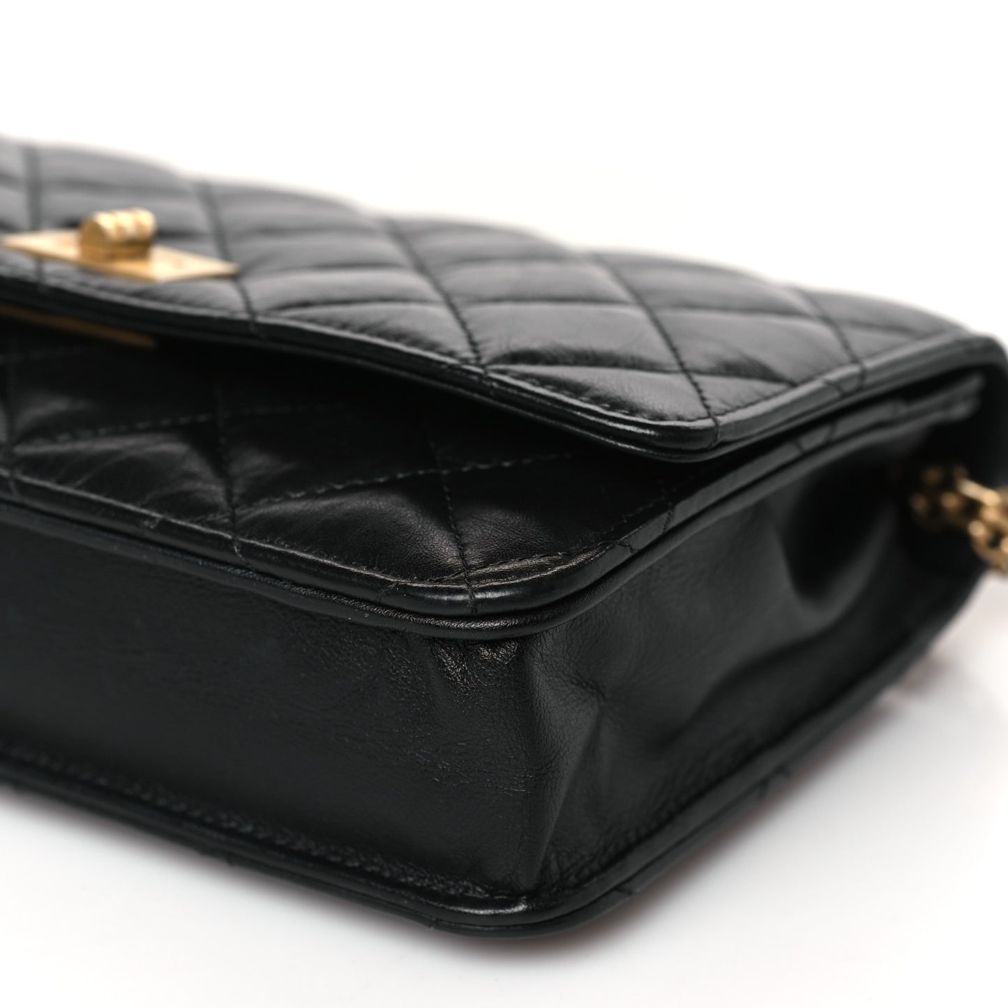Aged Calfskin Quilted Reissue Wallet On Chain WOC Black