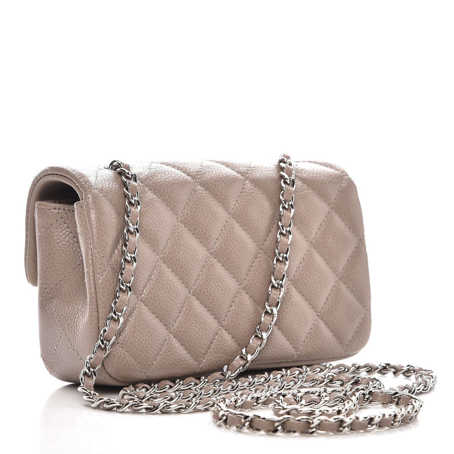 Caviar Quilted Extra Mini Flap Grey