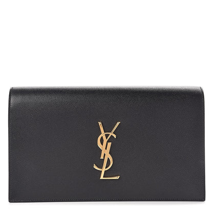 Saint Laurent Grain De Poudre Classic Monogram Kate Clutch Black 1 of 10