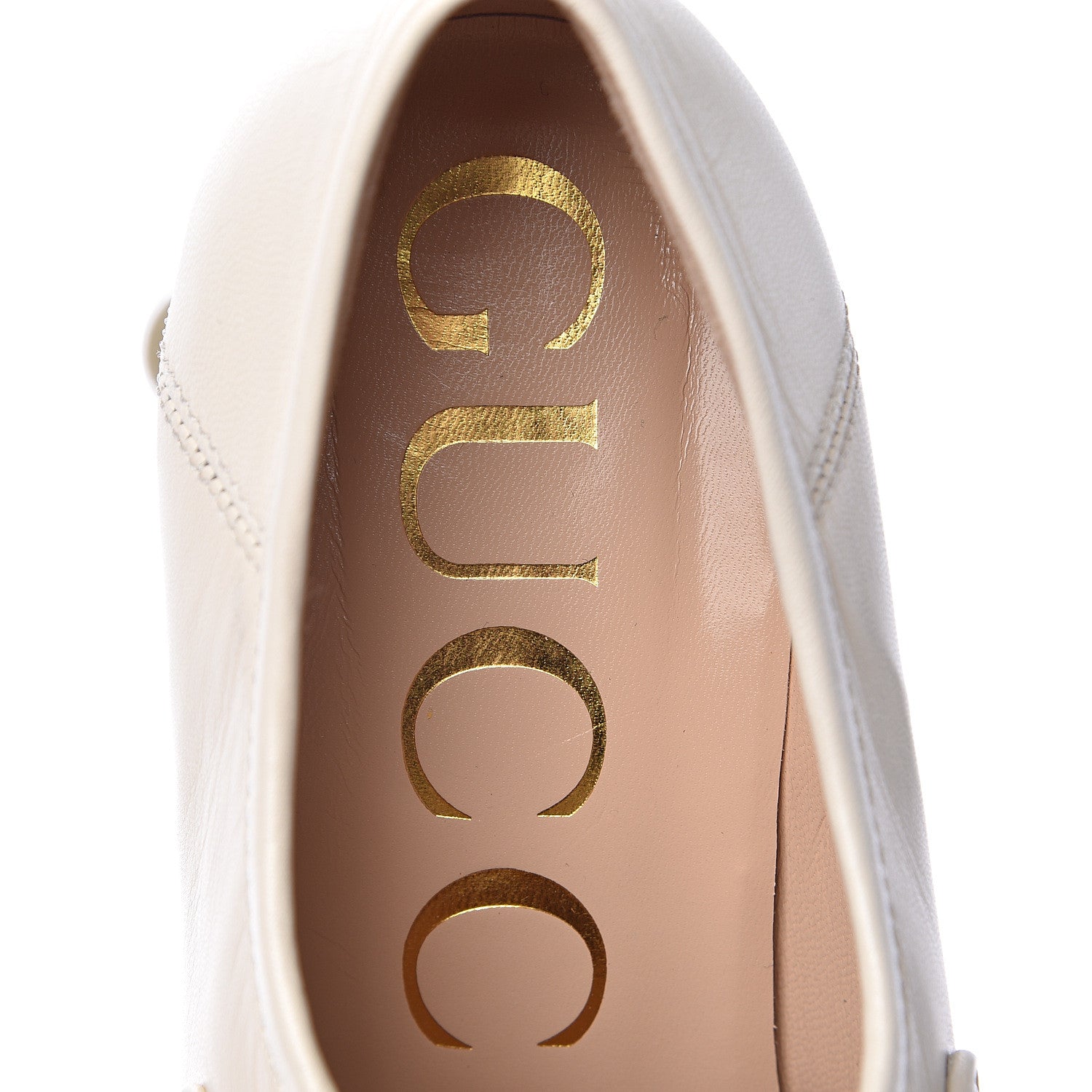 Gucci Malaga Kid Pearl Studded Vegas Platform Loafers 37 Mystic White 9 of 14