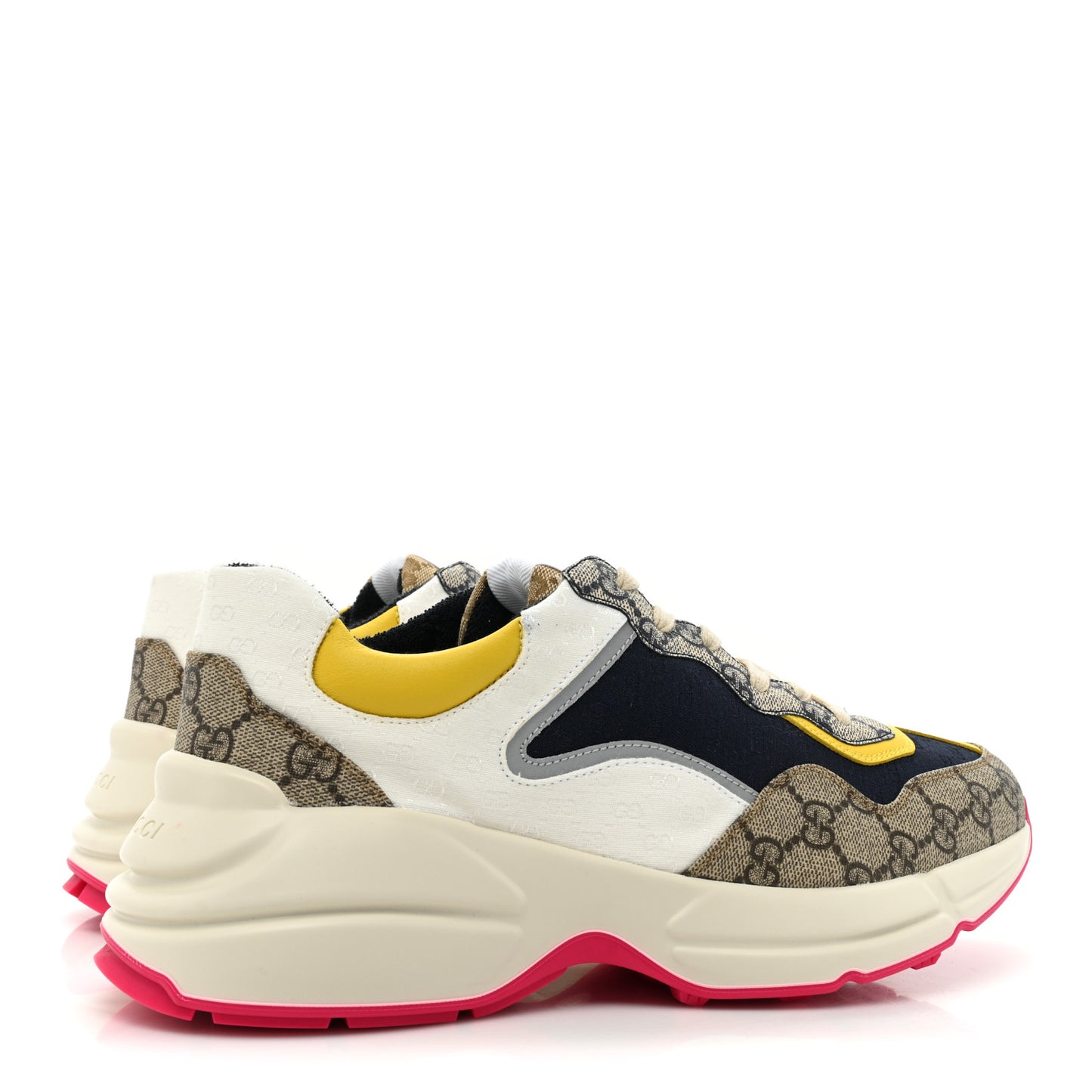 GG Supreme Monogram Mix Monogram Mens Rhyton Sneakers 8.5 London Blue Beige Sun Yellow