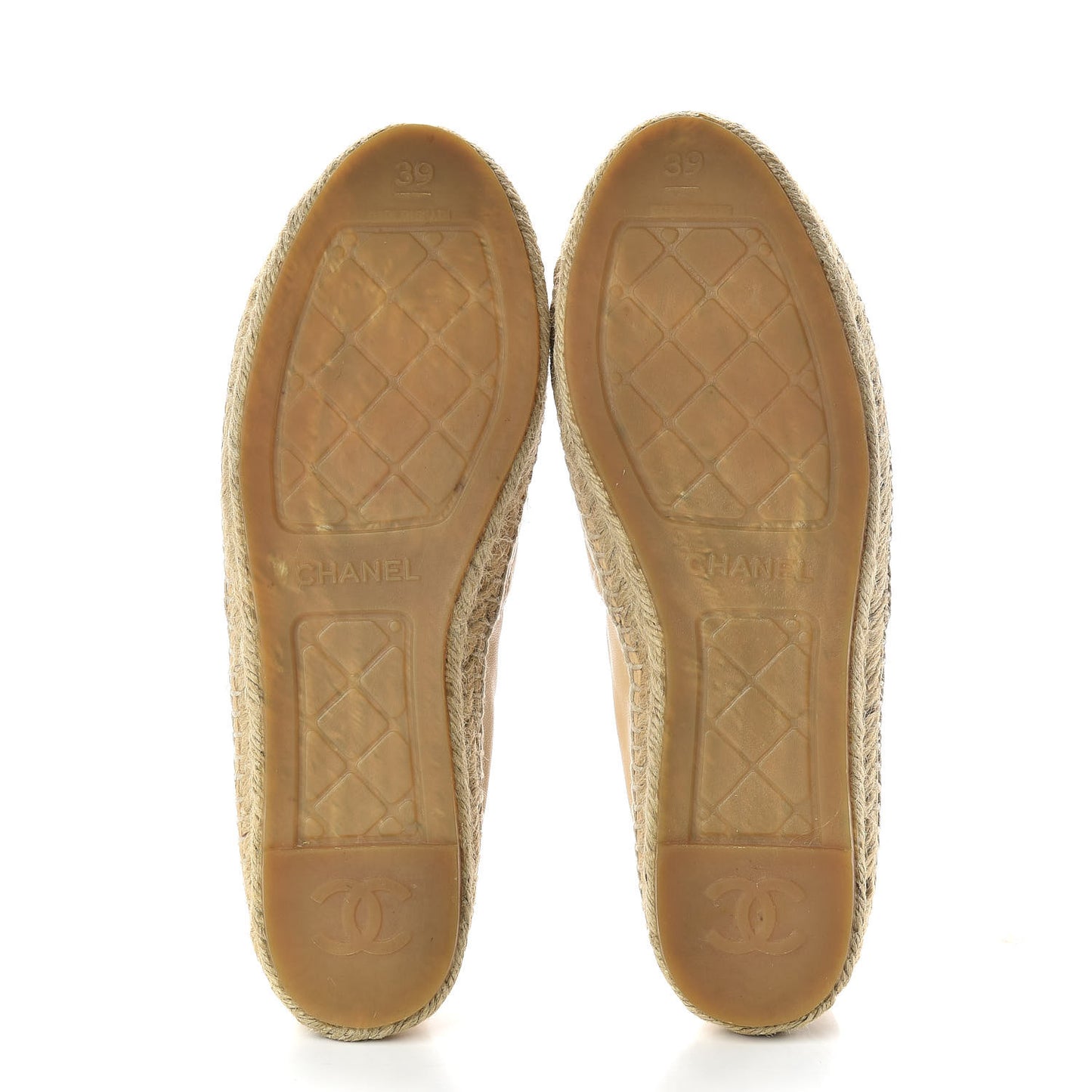 Lambskin Quilted CC Espadrilles 39 Beige