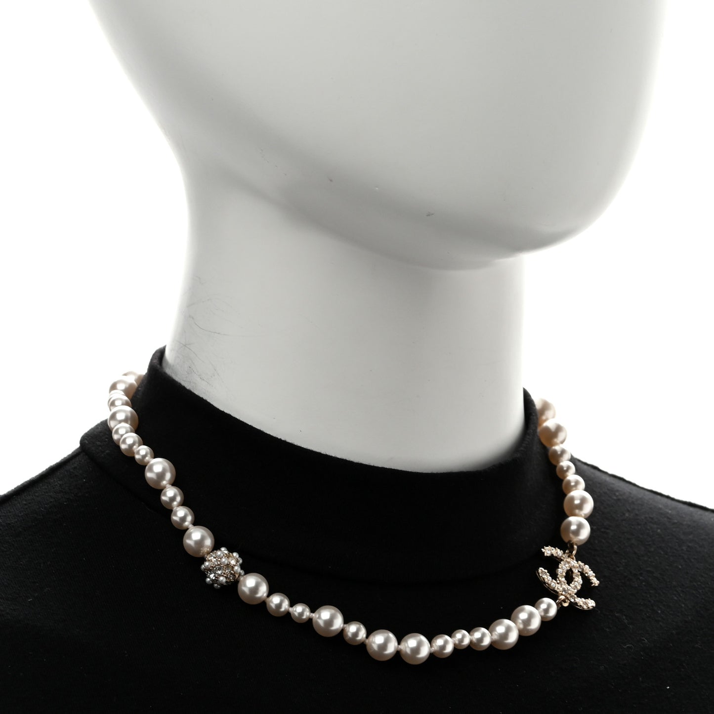 Pearl Crystal CC Short Necklace Gold Gold