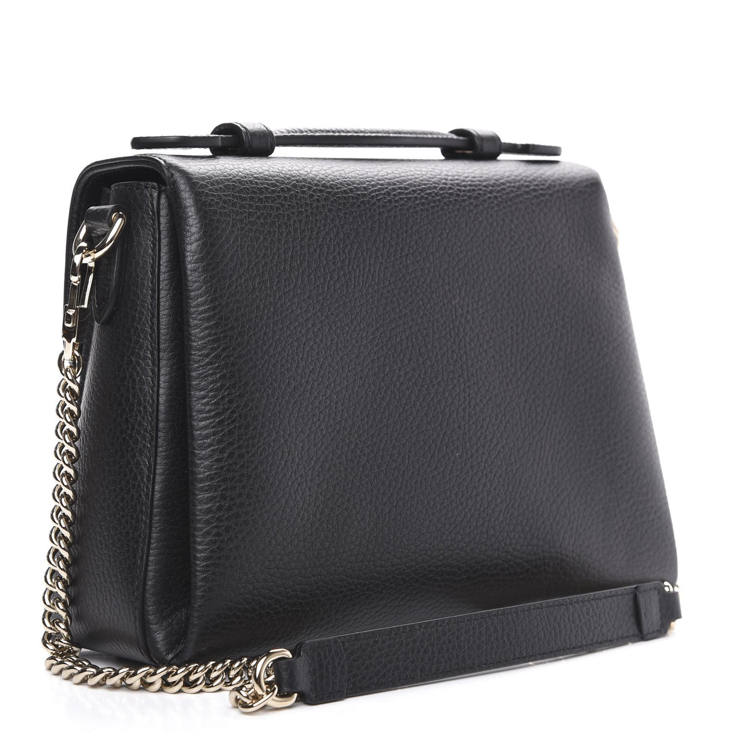 Dollar Calfskin Interlocking G Top Handle Shoulder Bag Black