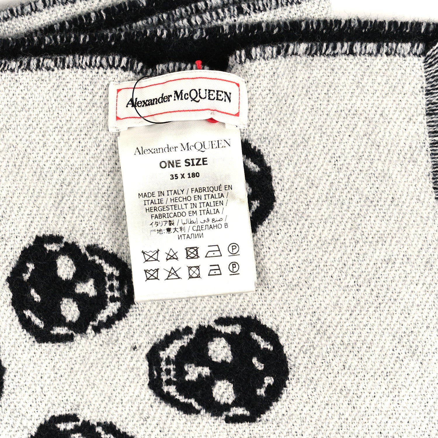Alexander McQueen Wool Skull Scarf Black White 3 of 3