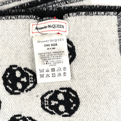 Alexander McQueen Wool Skull Scarf Black White 3 of 3