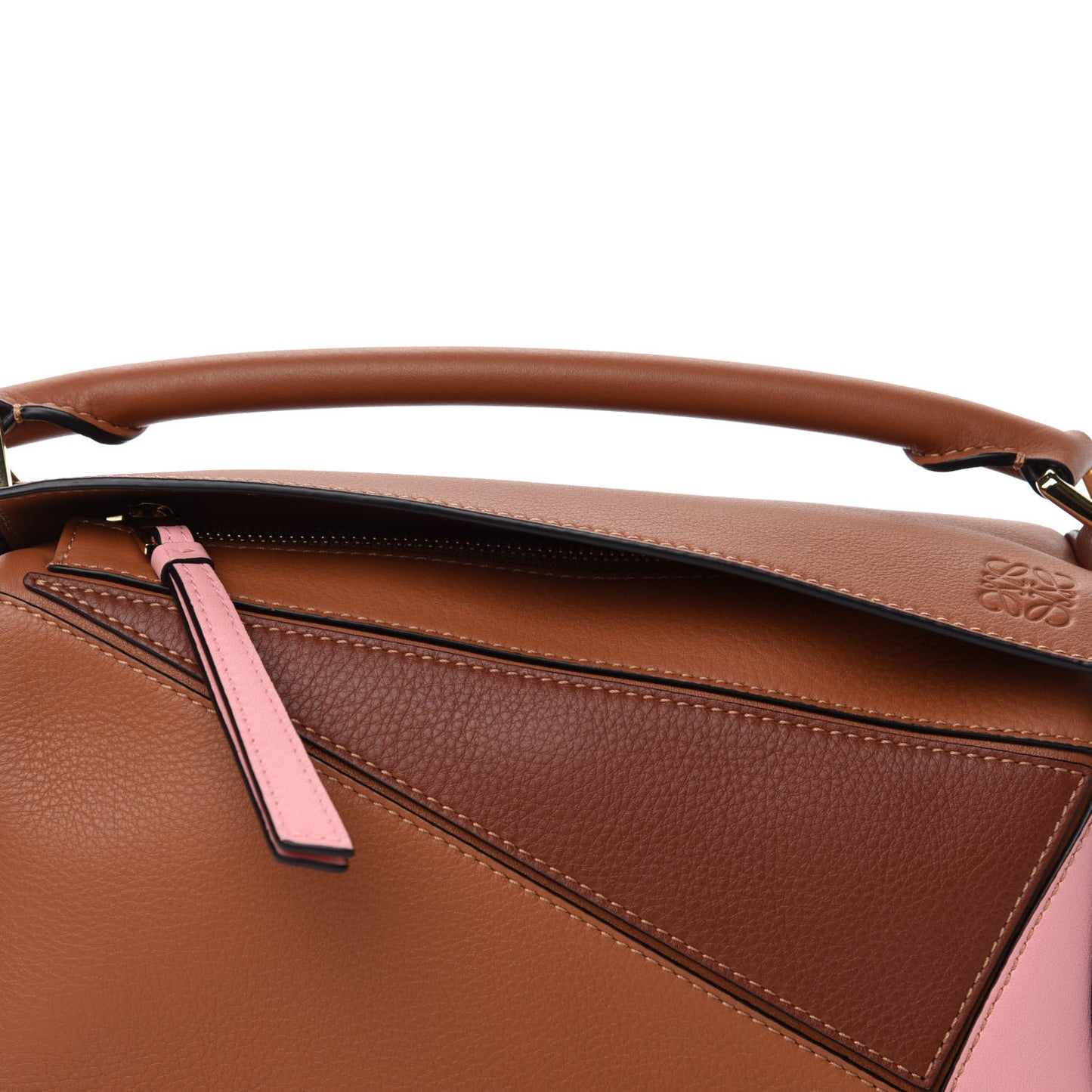 Calfskin Small Puzzle Bag Tan Medium Pink