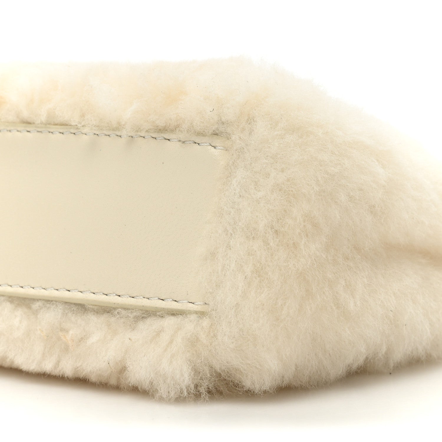 Fendi Shearling Shiny Nappa Micro Peekaboo Iconic Satchel White 9 of 13