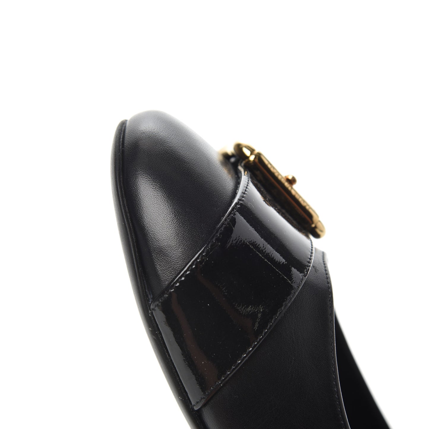 Calfskin Buckle Ballerina Flats 38.5 Black
