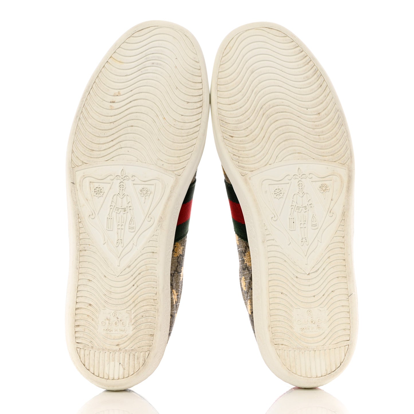 GG Supreme Monogram Bees Ayers Web Womens Ace Sneakers 37.5 Beige Oro Green Red