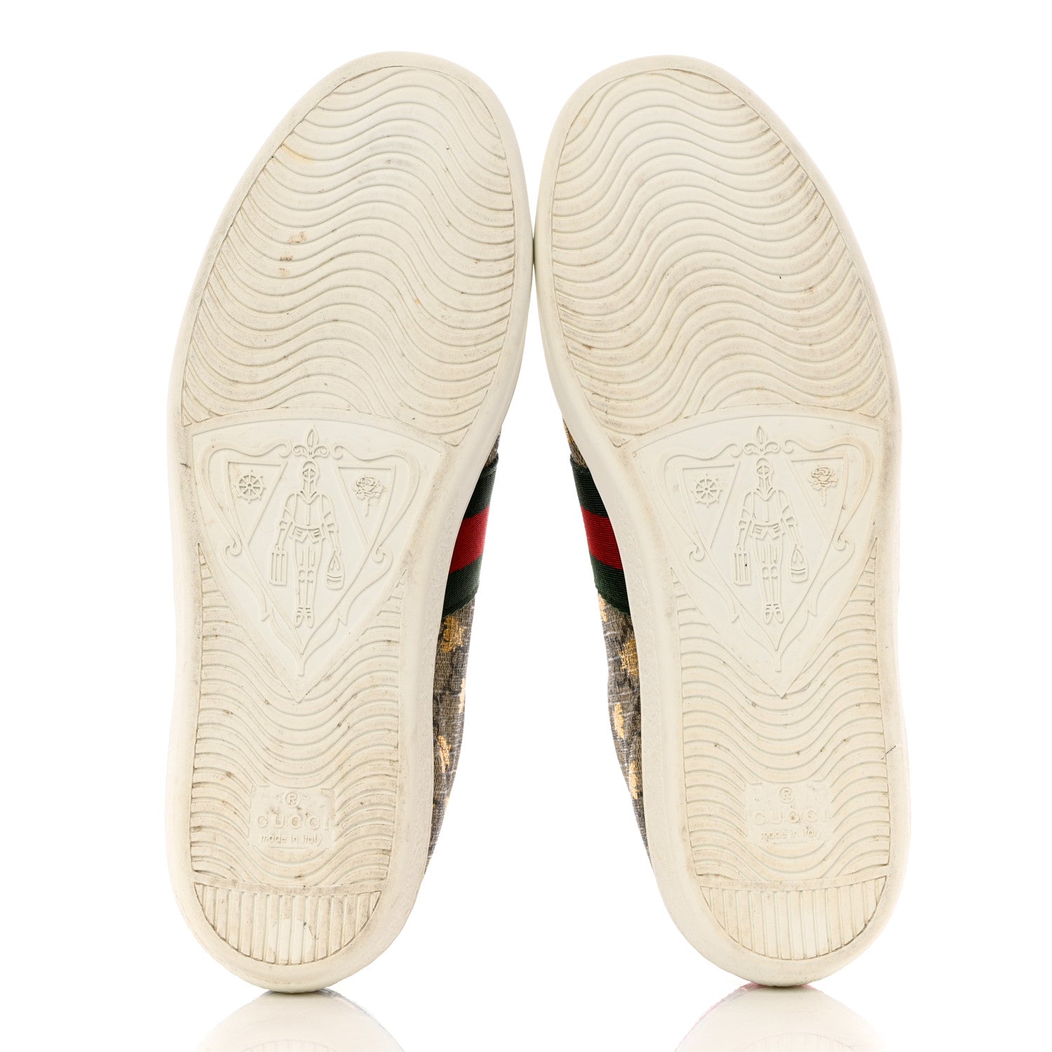 Gucci GG Supreme Monogram Bees Ayers Web Womens Ace Sneakers 37.5 Beige Oro Green Red 5 of 11