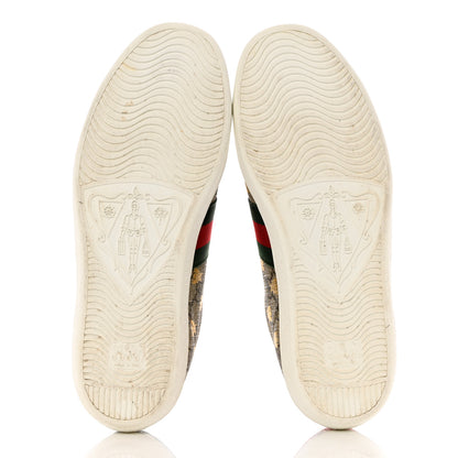 Gucci GG Supreme Monogram Bees Ayers Web Womens Ace Sneakers 37.5 Beige Oro Green Red 5 of 11