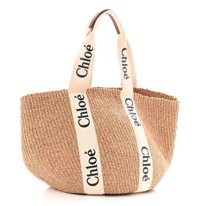 Chloe Raffia Large Woody Tote White 3 of 9
