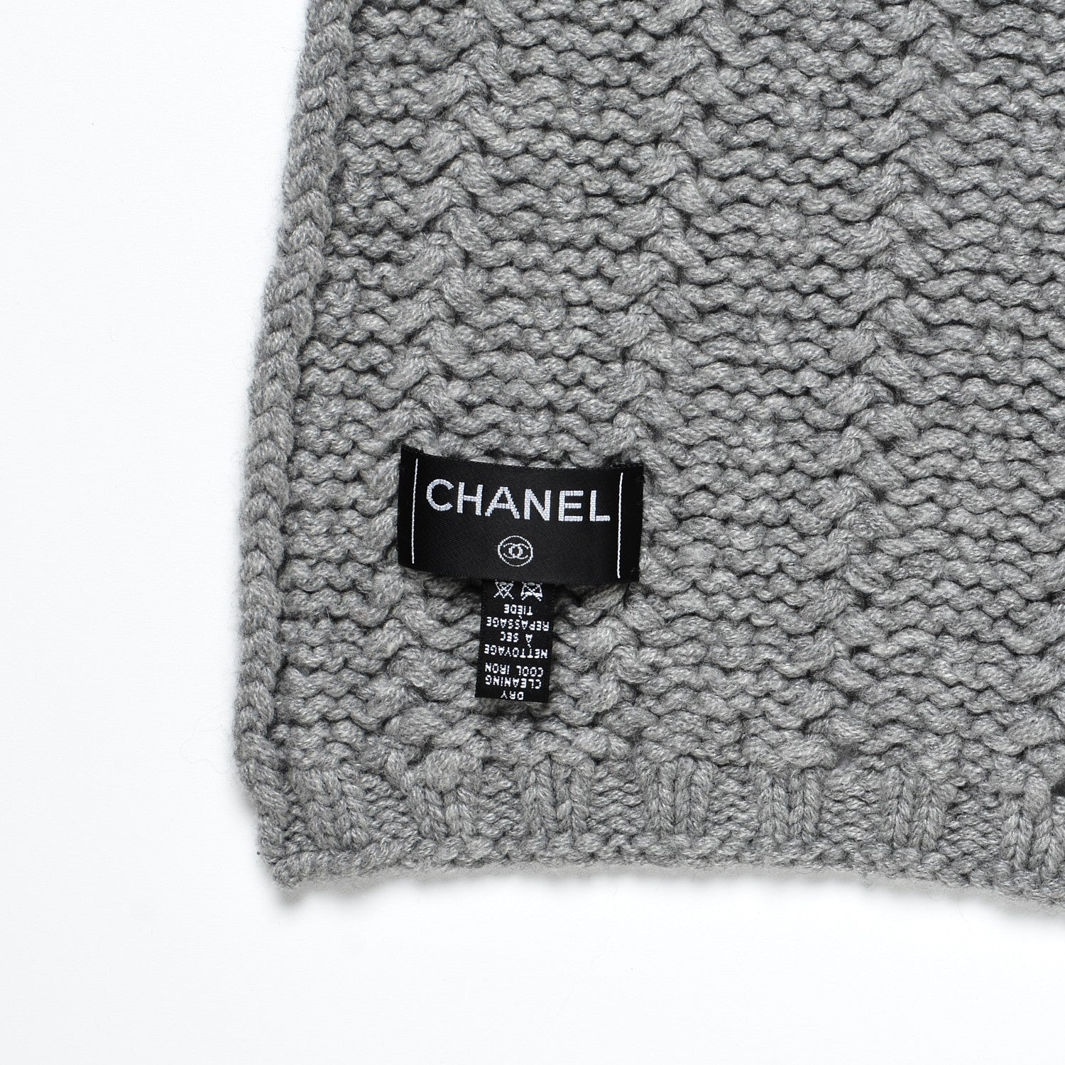 Chanel Cashmere Chain CC Scarf Grey 4 of 4