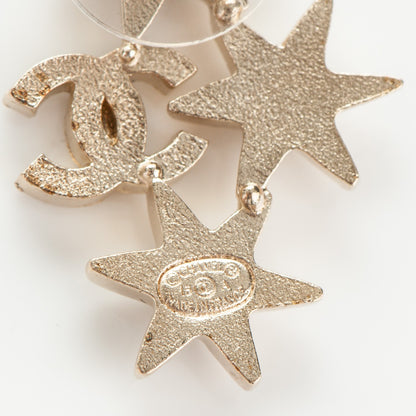 Chanel Crystal Pearl CC Star Earrings Gold 4 of 4