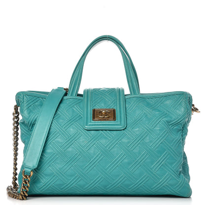 Chanel Calfskin Large Retro Girl Shopping Tote Turquoise 1 of 21