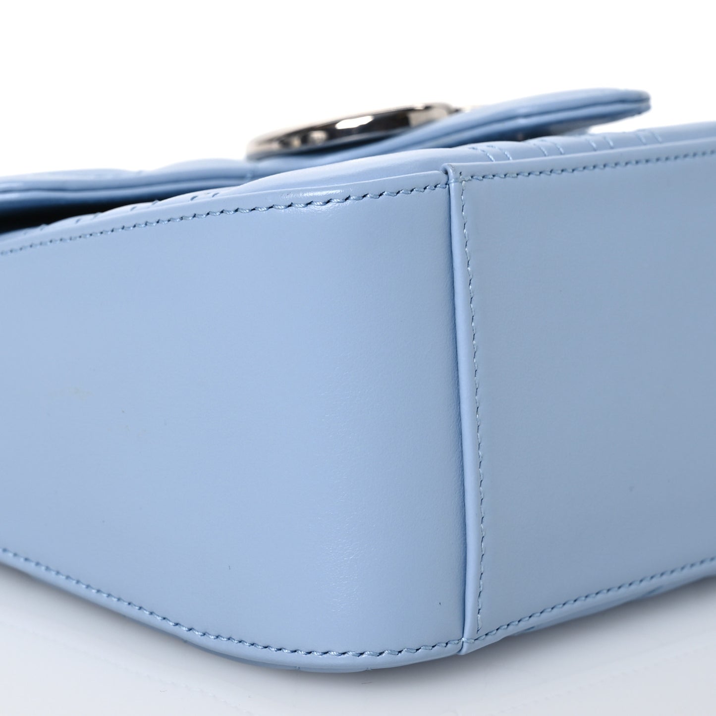 Calfskin Matelasse Mini GG Marmont Top Handle Shoulder Bag Porcelain Light Blue