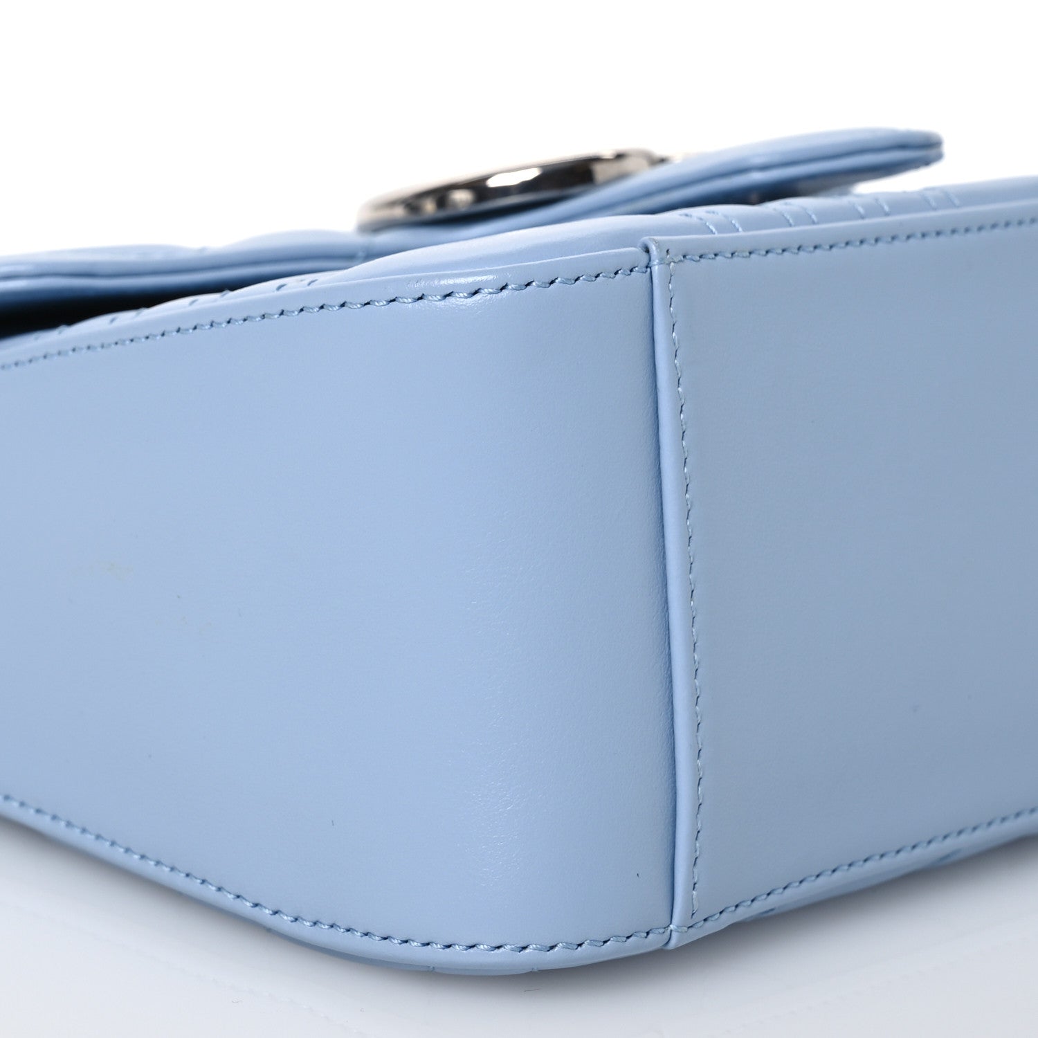 Gucci Calfskin Matelasse Mini GG Marmont Top Handle Shoulder Bag Porcelain Light Blue 9 of 16