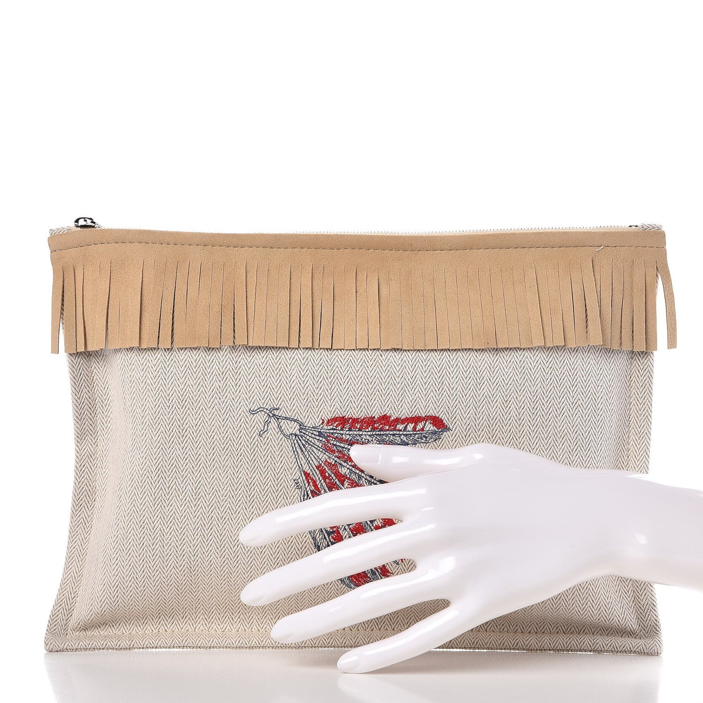 Toile Velvet Lambskin Tipi Print Flat Case Beige Coyote