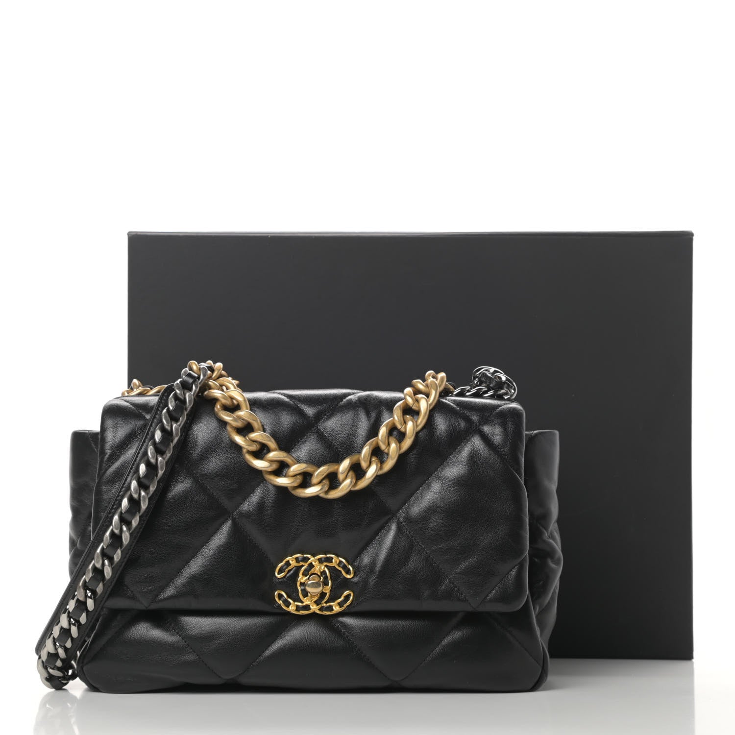Chanel Goatskin Quilted Large 19 Flap Black 12 of 12