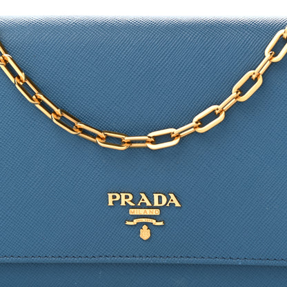 Prada Saffiano Metal Large Chain Wallet Cobalto 8 of 11