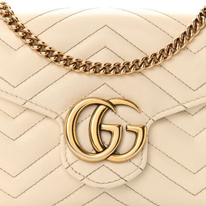 Gucci Calfskin Matelasse GG Marmont Chain Wallet Mystic White 8 of 13