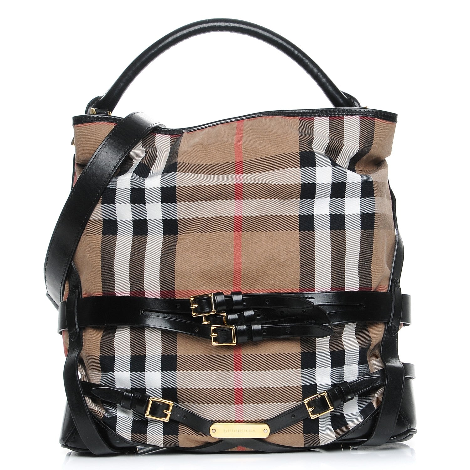 Burberry House Check Bridle Calfskin Medium Gosford Hobo Black 1 of 9