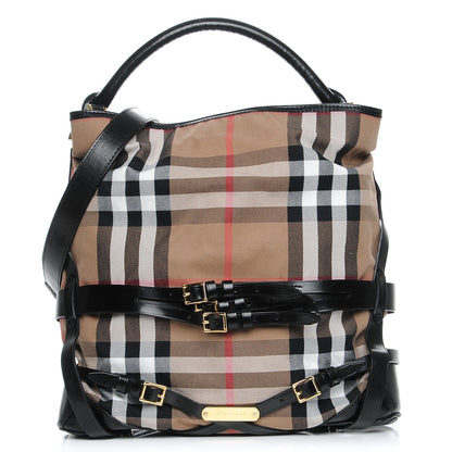 Burberry House Check Bridle Calfskin Medium Gosford Hobo Black 1 of 9