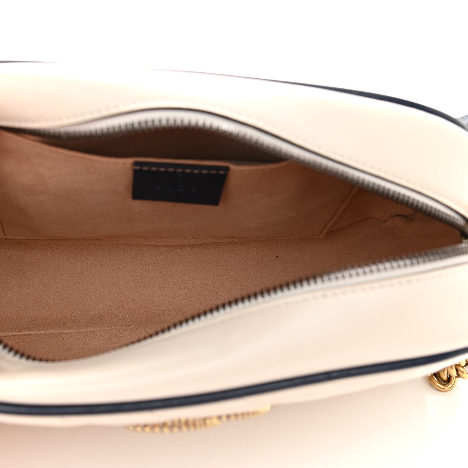 Gucci Vintage Effect Calfskin Matelasse Diagonal Small Torchon GG Marmont Chain Shoulder Bag Mystic White Blue Agata 5 of 9