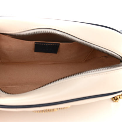 Gucci Vintage Effect Calfskin Matelasse Diagonal Small Torchon GG Marmont Chain Shoulder Bag Mystic White Blue Agata 5 of 9