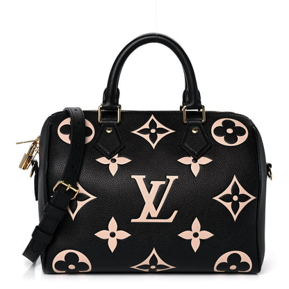 Louis Vuitton Empreinte Monogram Giant Speedy Bandouliere 25 Black Beige 1 of 12