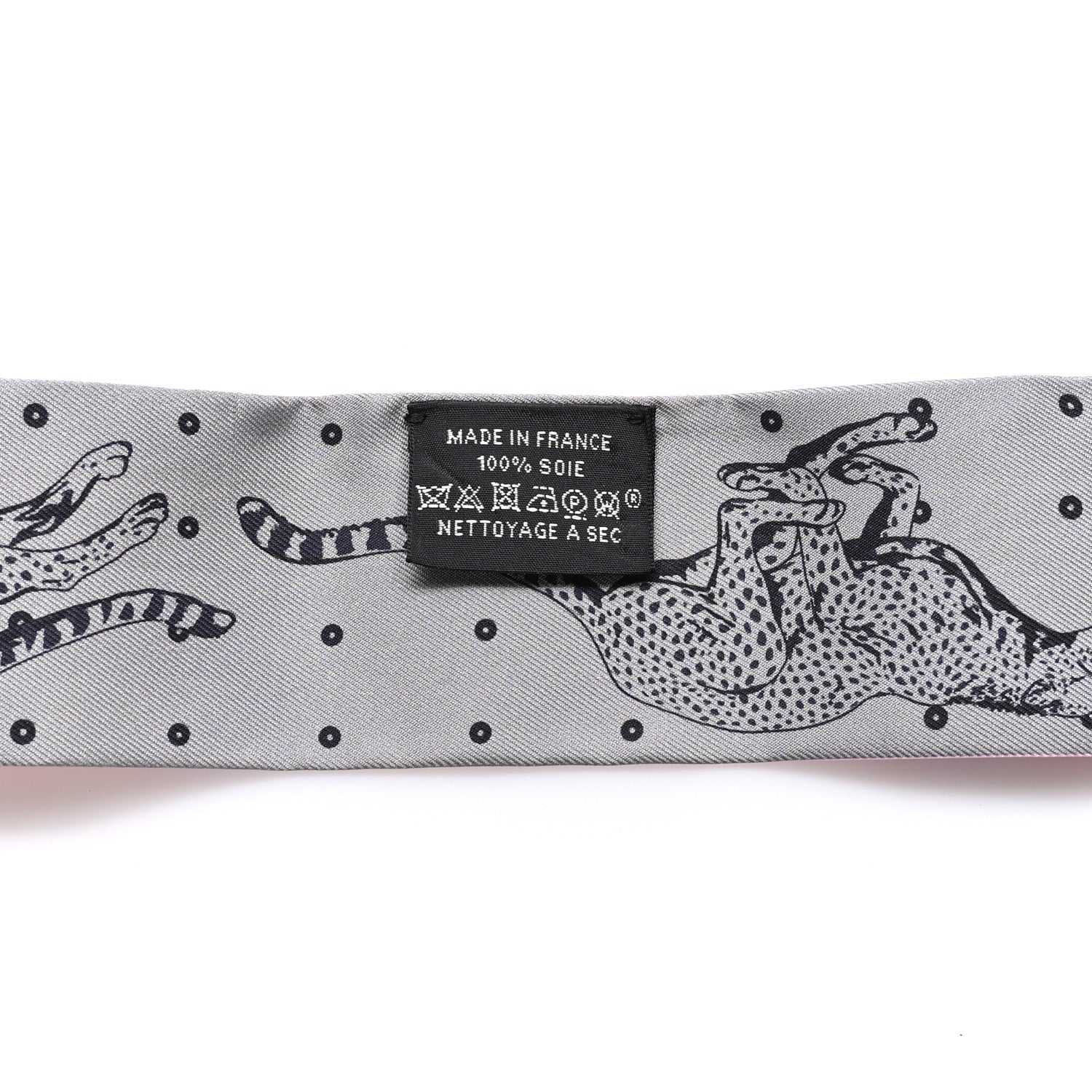 Hermes Silk Guepards Bandana Twilly Rose Gris Bleu 3 of 5