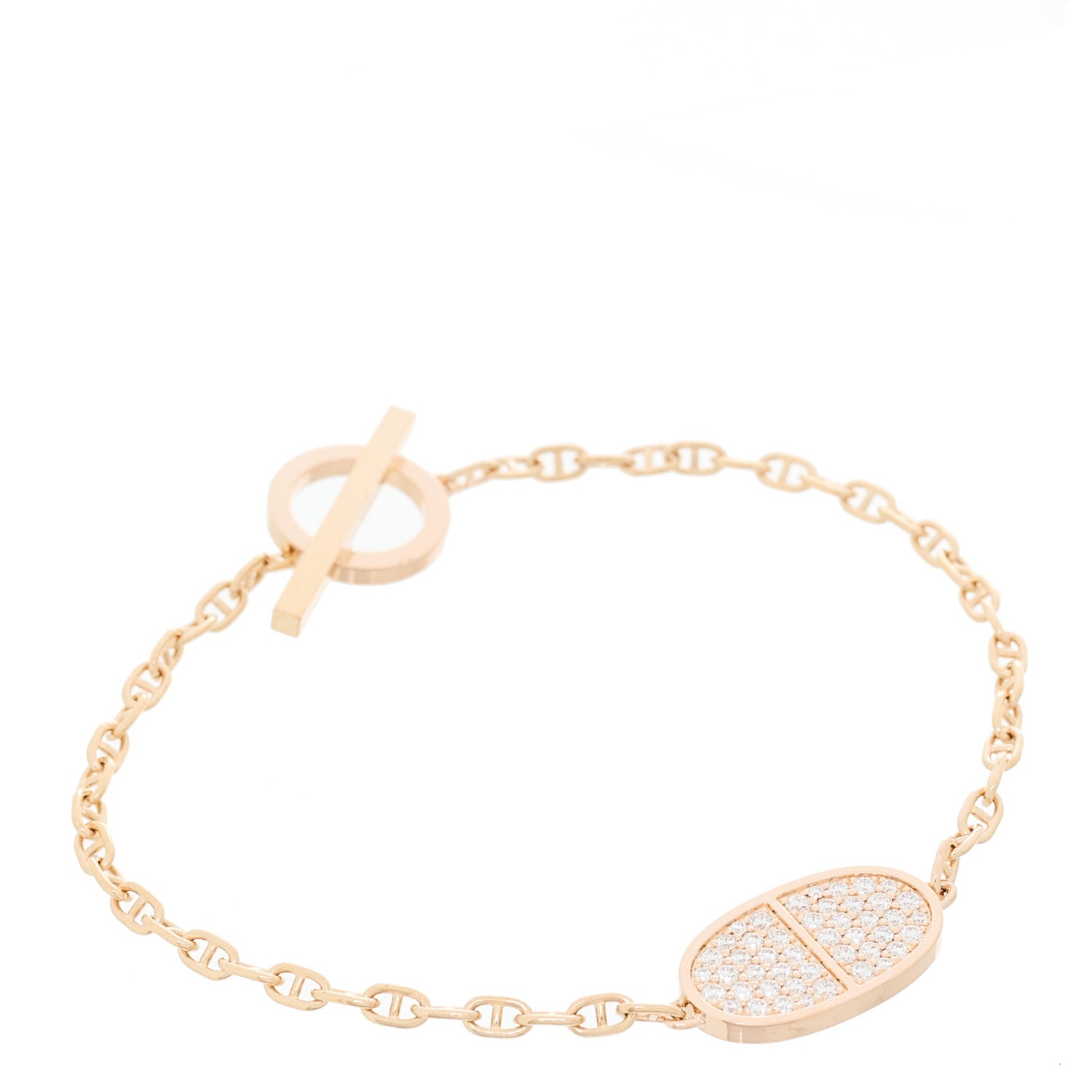 Hermes 18K Rose Gold Diamond Chaine d'Ancre Verso Bracelet SH 1 of 5