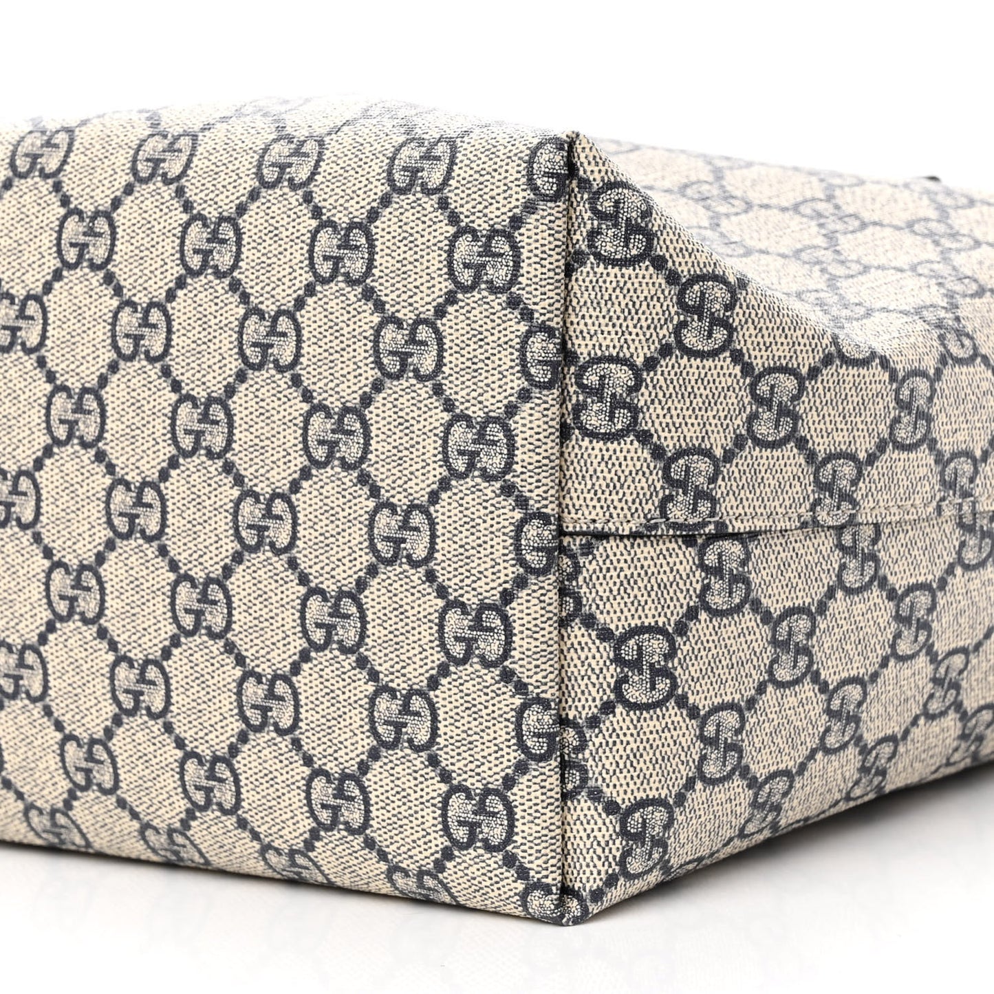 GG Supreme Monogram Textured Calfskin Web Medium Ophidia Shopping Tote Beige Blue
