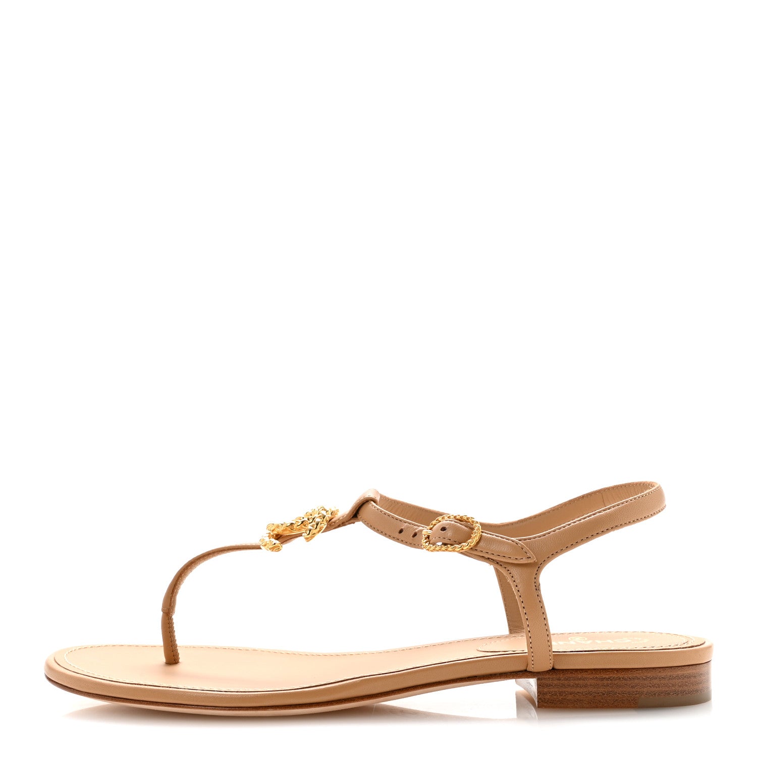 Chanel Lambskin CC Logo Thong Sandals 39 Light Brown 1 of 9