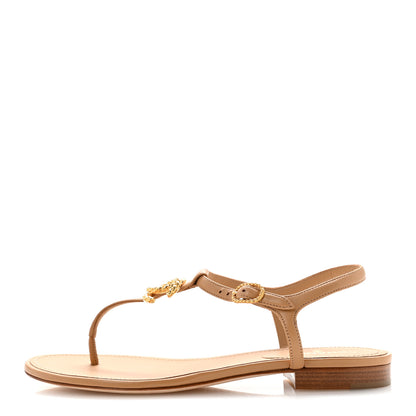 Chanel Lambskin CC Logo Thong Sandals 39 Light Brown 1 of 9
