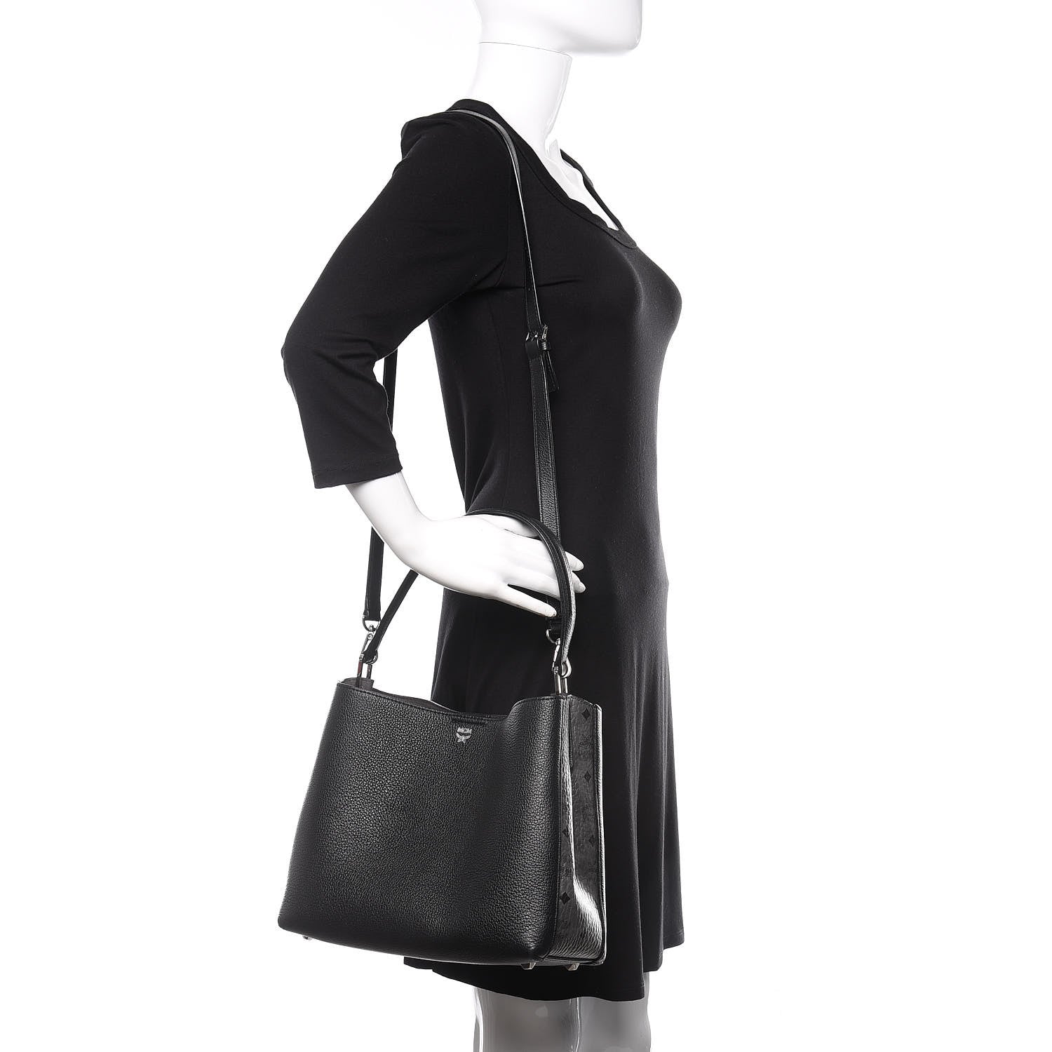 MCM Grained Calfskin Visetos Medium Sarah Hobo Black 2 of 9