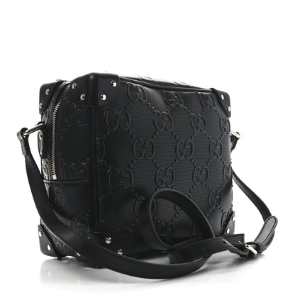 Gucci Calfskin GG Tennis Embossed Square Messenger Bag Black 3 of 10