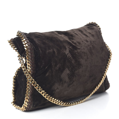 Stella McCartney Metallic Snake Embossed Velvet Falabella Fold Over Tote Brown 3 of 10