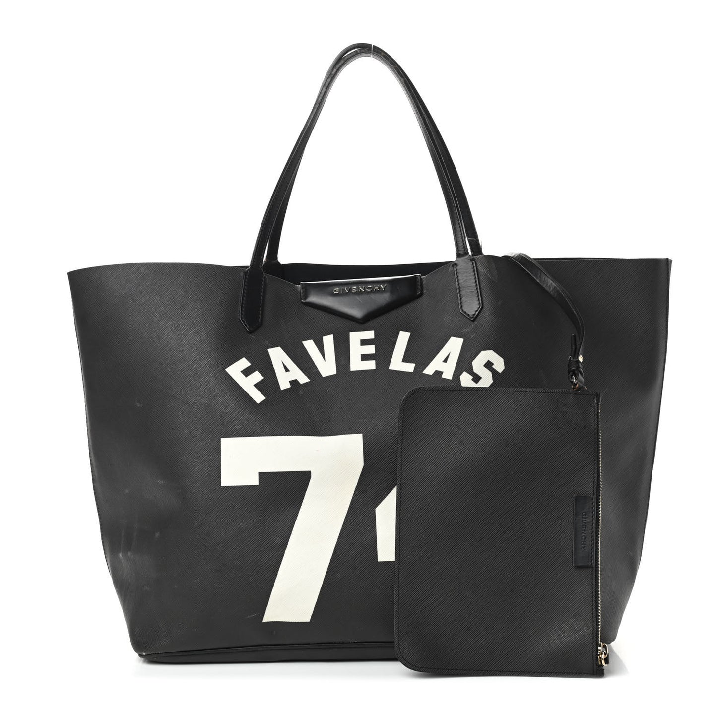 Textured Coated Canvas Favelas Large Antigona Tote Black