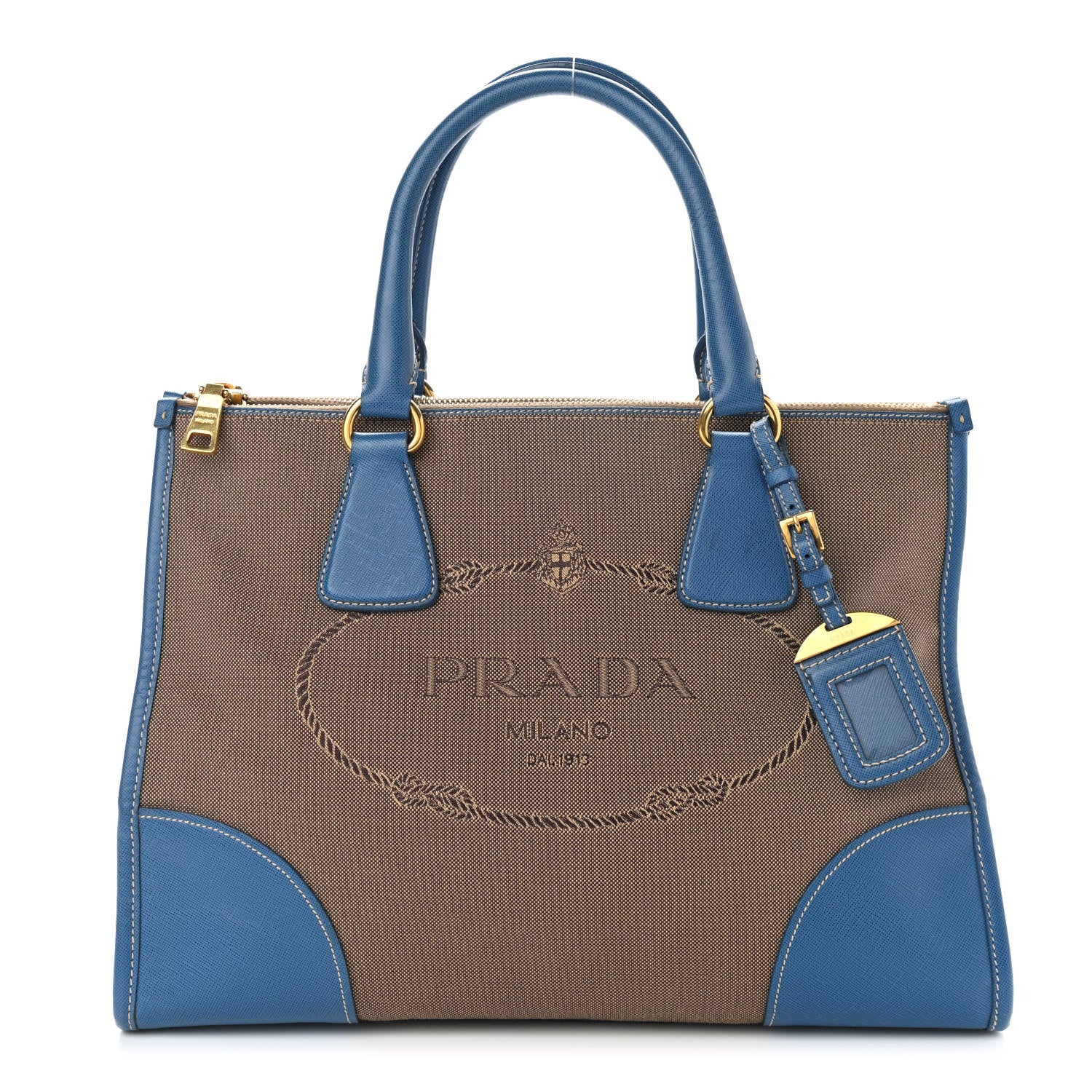 Prada Jacquard Logo Tote Azzurro 2 of 22