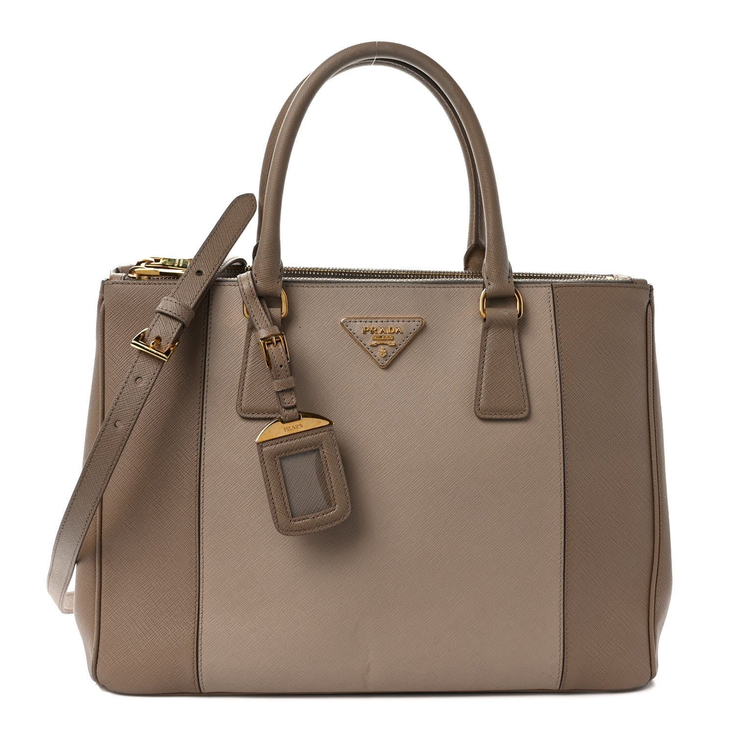 Prada Saffiano Lux Colorblock Medium Galleria Double Zip Tote Pomice Talco 1 of 10