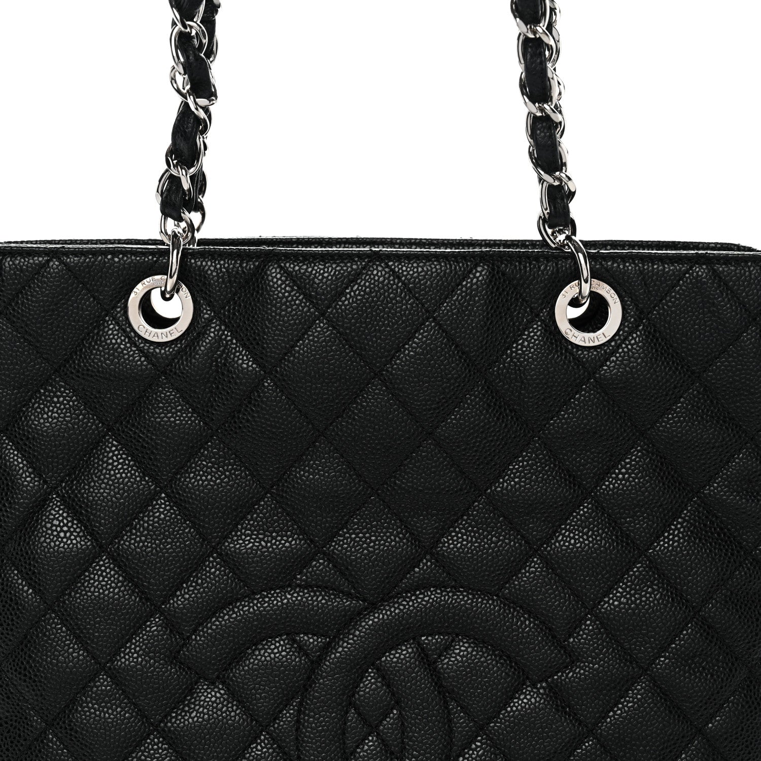 Chanel Caviar Quilted Vertical Grand Shopping Tote GST Black 7 of 9