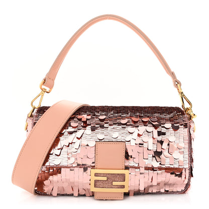Fendi Sequin Paillettes Vitello Grace Sex and the City Baguette Baby Pink 1 of 10